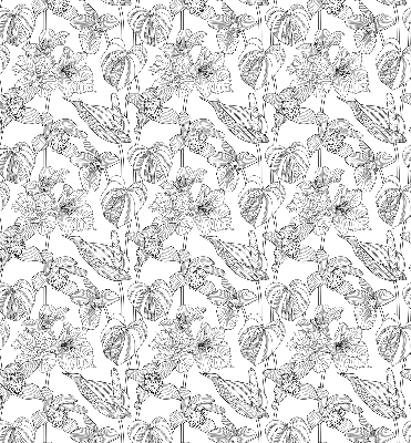 Fabric roller blind Sketched flowers