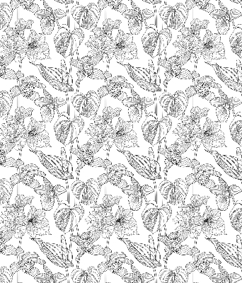 Fabric roller blind Sketched flowers