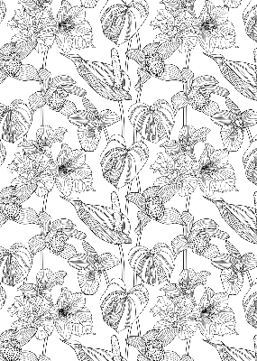 Fabric roller blind Sketched flowers