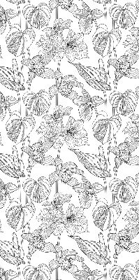 Fabric roller blind Sketched flowers