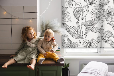 Fabric roller blind Sketched flowers