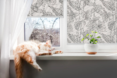 Fabric roller blind Sketched flowers
