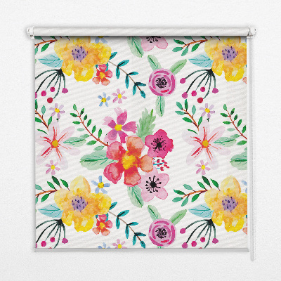 Roller blind for large window Painted flowers