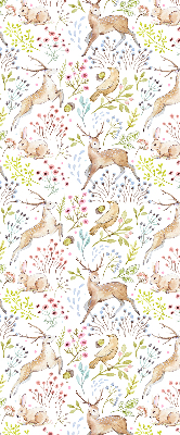 Fabric roller blind Roe deer and deer