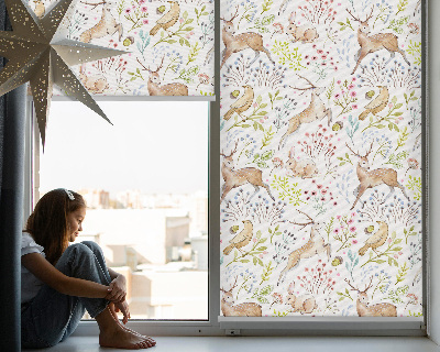 Fabric roller blind Roe deer and deer
