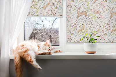 Fabric roller blind Roe deer and deer