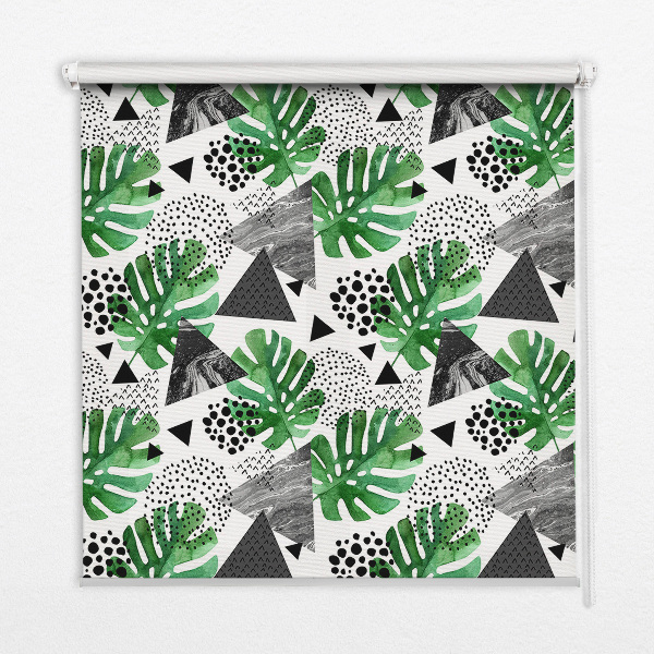 Modern roller blind Leaves triangles dots