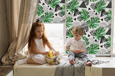 Modern roller blind Leaves triangles dots