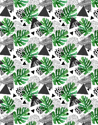 Modern roller blind Leaves triangles dots