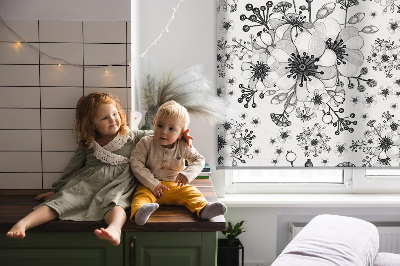 Modern roller blind Drawn flower