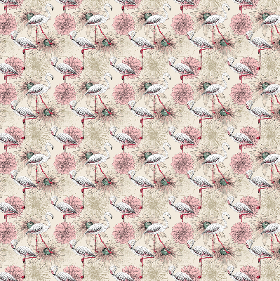 Fabric roller blind White flamingos