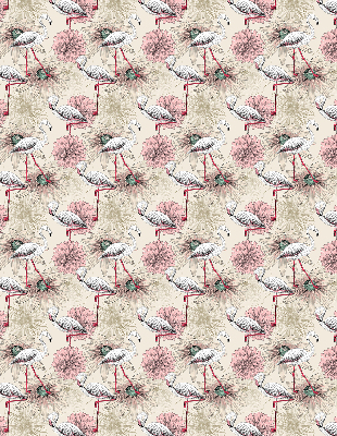 Fabric roller blind White flamingos