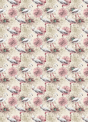 Fabric roller blind White flamingos