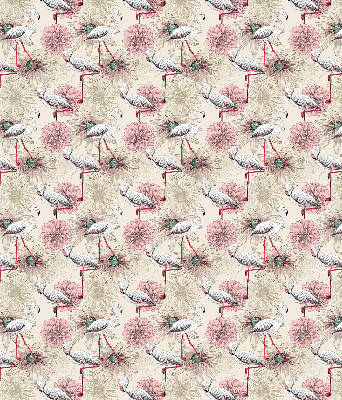 Fabric roller blind White flamingos