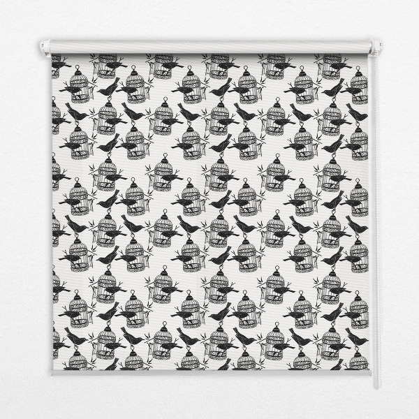 Modern roller blind Black ravens