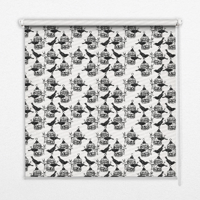 Modern roller blind Black ravens