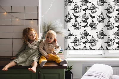 Modern roller blind Black ravens