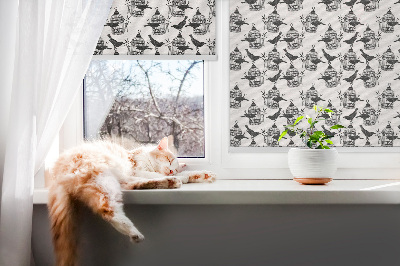 Modern roller blind Black ravens