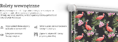 Roller blind for large window Flamingos on plants