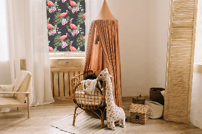 Roller blind for large window Flamingos on plants