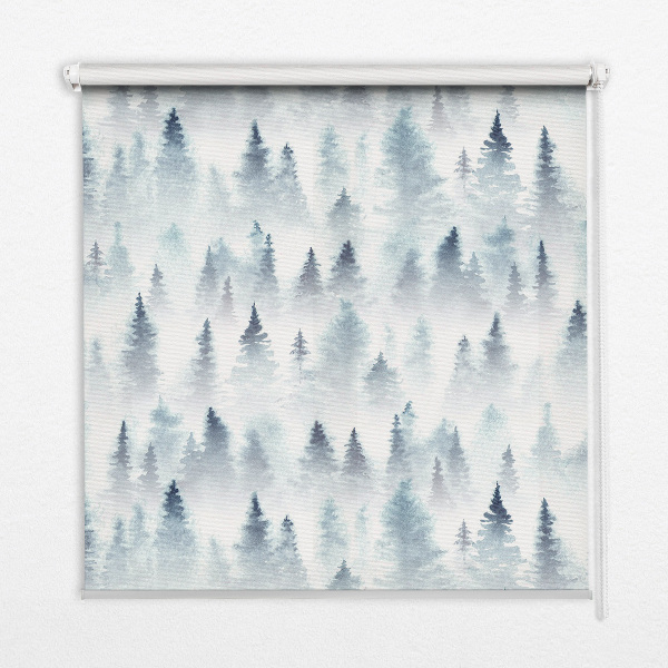 Roller blind for large window Forest in the fog