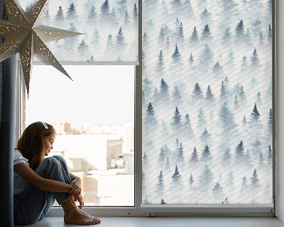 Roller blind for large window Forest in the fog
