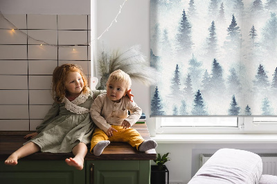 Roller blind for large window Forest in the fog