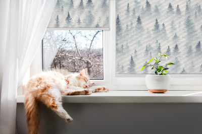 Roller blind for large window Forest in the fog