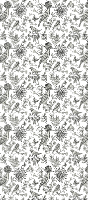 Fabric roller blind Drawn birds and plants
