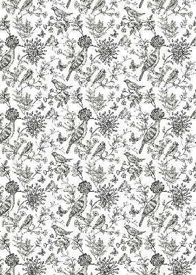 Fabric roller blind Drawn birds and plants