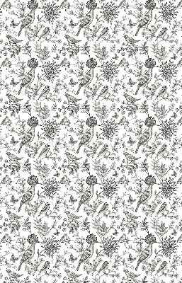 Fabric roller blind Drawn birds and plants