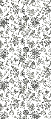 Fabric roller blind Drawn birds and plants