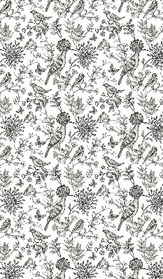 Fabric roller blind Drawn birds and plants