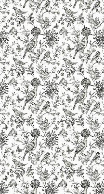 Fabric roller blind Drawn birds and plants