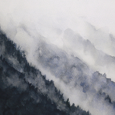 Modern roller blind Misty mountains