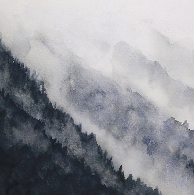Modern roller blind Misty mountains