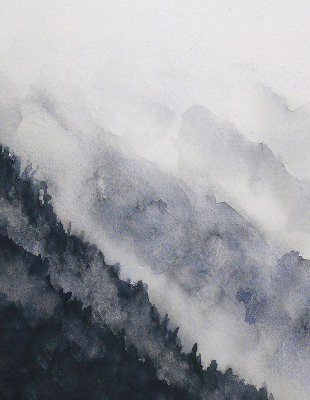 Modern roller blind Misty mountains
