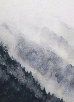 Modern roller blind Misty mountains