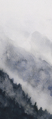 Modern roller blind Misty mountains