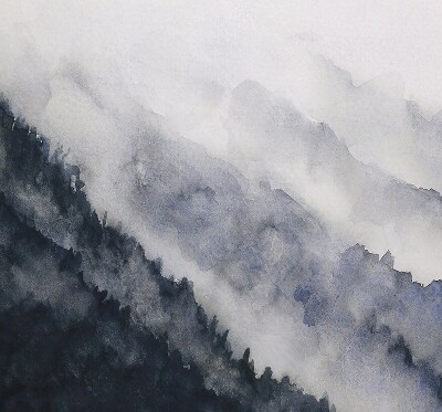 Modern roller blind Misty mountains