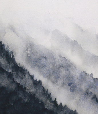 Modern roller blind Misty mountains