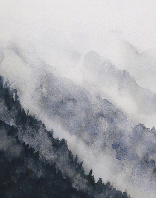 Modern roller blind Misty mountains