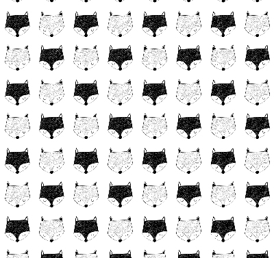 Modern roller blind Drawn fox heads