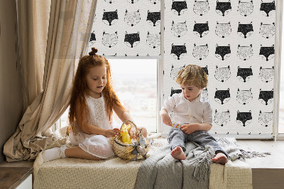 Modern roller blind Drawn fox heads