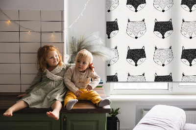 Modern roller blind Drawn fox heads