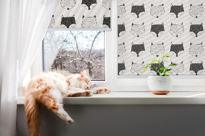 Modern roller blind Drawn fox heads