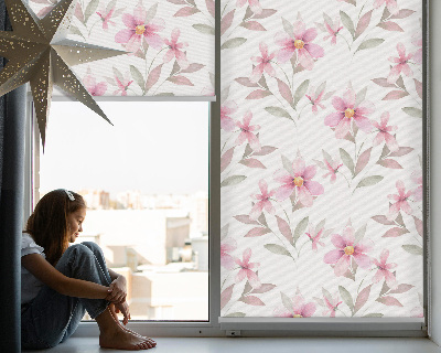 Fabric roller blind Pink flowers