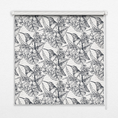 Modern roller blind Drawn flowers