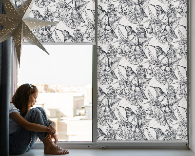 Modern roller blind Drawn flowers