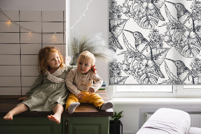 Modern roller blind Drawn flowers